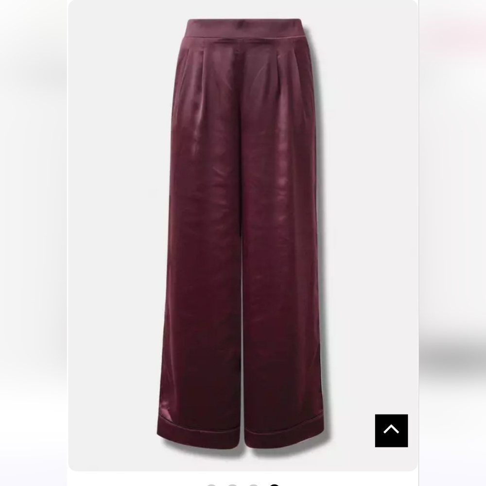 Wide Leg Satin Pants in Deep Burgundy